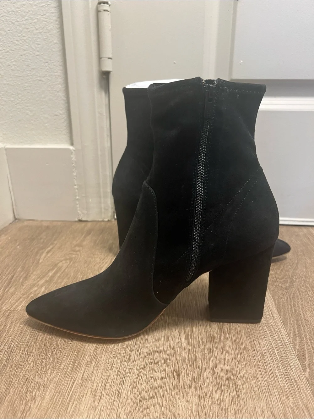 Loeffler Randall Isla Black Suede Pointed Toe Ankle Boots Size 9 NIB